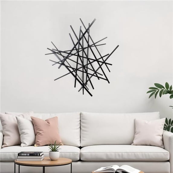 HomeRoots 483360 29 x 27 in. Black Metal Novelty Abstract Hanging Dimensional Sculpture