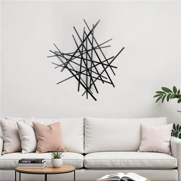 HomeRoots 483360 29 x 27 in. Black Metal Novelty Abstract Hanging Dimensional Sculpture