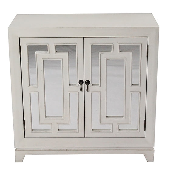 HomeRoots 294582 32 x 32 x 14 in. Geo 2-Door Sideboard with Mirror Inserts