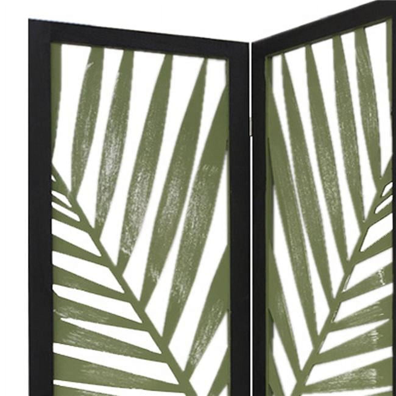 HomeRoots 3 Panel Green Room Divider with Tropical leaf