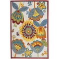 thumbnail image 1 of HomeRoots 479416 3 x 4 ft. Yellow & Teal Floral Non Skid Indoor & Outdoor Rectangle Area Rug, 1 of 6