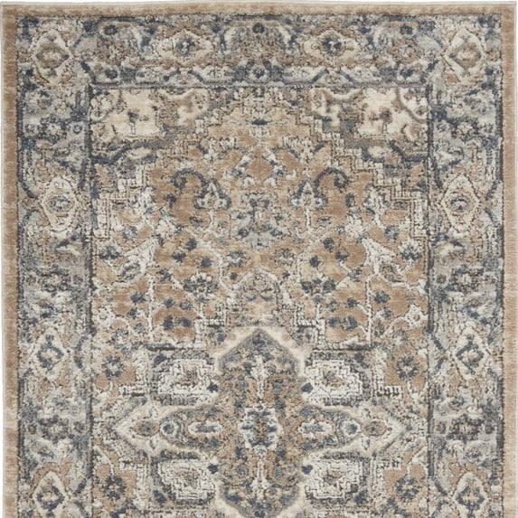 HomeRoots 480247 3 x 5 ft. Beige & Gray Oriental Power Loom Non Skid Rectangle Area Rug