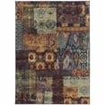 thumbnail image 1 of 3' X 5' Gold Blue Purple Green And Red Abstract Power Loom Stain Resistant Area Rug, 1 of 5