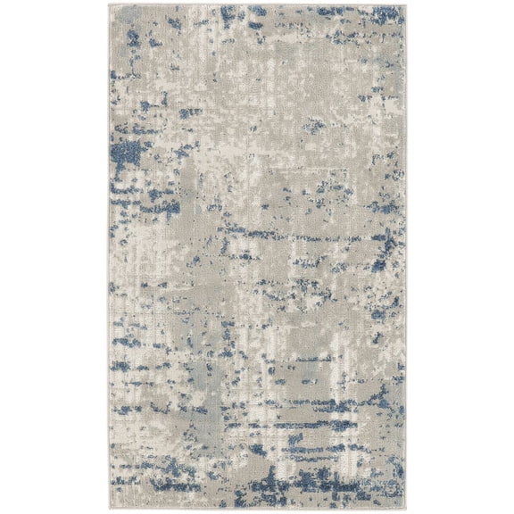 HomeRoots 3' X 5' Blue And Gray Abstract Power Loom Area Rug