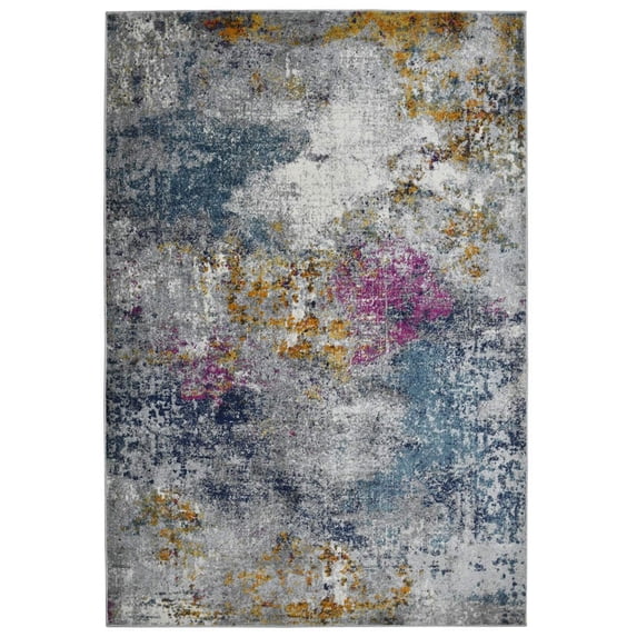 HomeRoots 531585 3 x 5 ft. Blue & Pink Abstract Power Loomed Area Rug