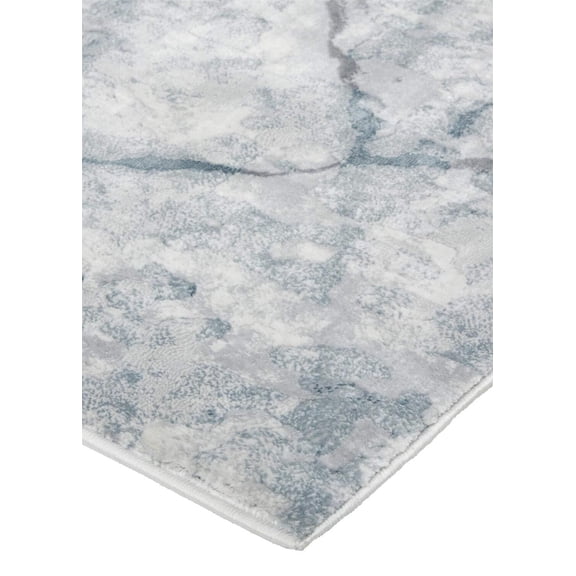 3' X 5' Blue Gray And Ivory Abstract Distressed Stain Resistant Area Rug