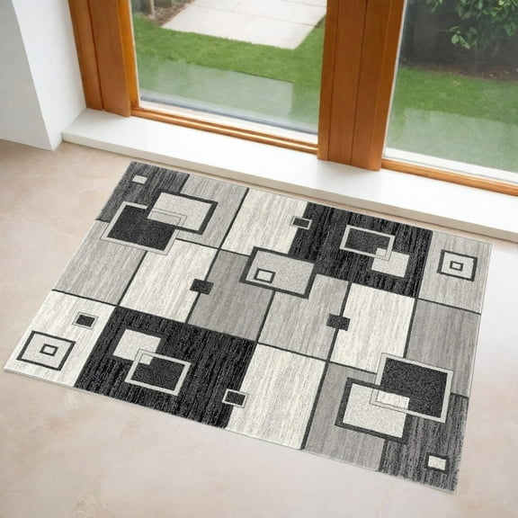 HomeRoots 3' X 5' Gray Abstract Power Loom Area Rug