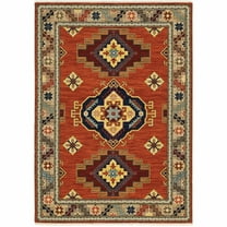HomeRoots 3' X 5' Red Blue And White Oriental Power Loom Area Rug