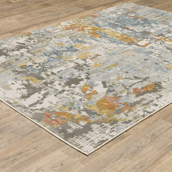 HomeRoots 3 x 5 ft. Abstract Power Loom Stain Resistant Rectangle Area Rug, Multi Color