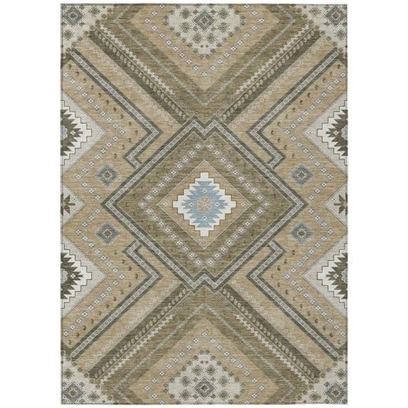 HomeRoots 598088 3 x 5 ft. Beige, Gray & Ivory Tribal Washable Indoor & Outdoor Rectangle Area Rug