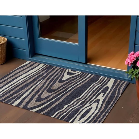 HomeRoots 614473 3 x 5 ft. Black Taupe & Beige Faux Bois Washable Indoor & Outdoor Rectangle Area Rug