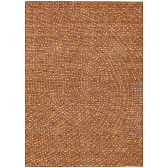 HomeRoots 599070 3 x 5 ft. Brown, Gray & Gold Polka Dot Washable Indoor & Outdoor Rectangle Area Rug