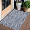 thumbnail image 1 of HomeRoots 588142 3 x 5 ft. Damask Washable Indoor & Outdoor Rectangle Area Rug, Navy Blue & Sky Blue, 1 of 5