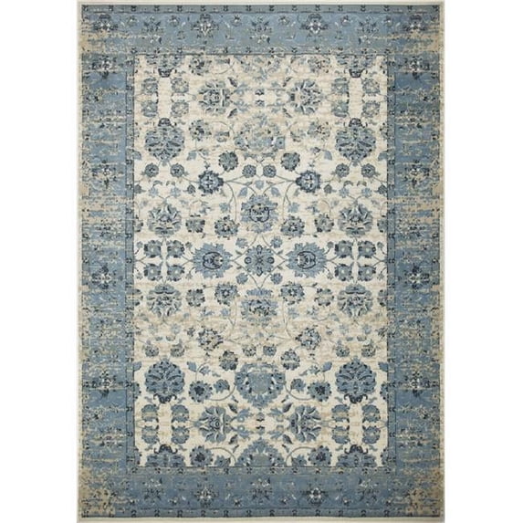 HomeRoots 3 x 5 ft. Distressed Oriental Area Rug - Blue & Ivory