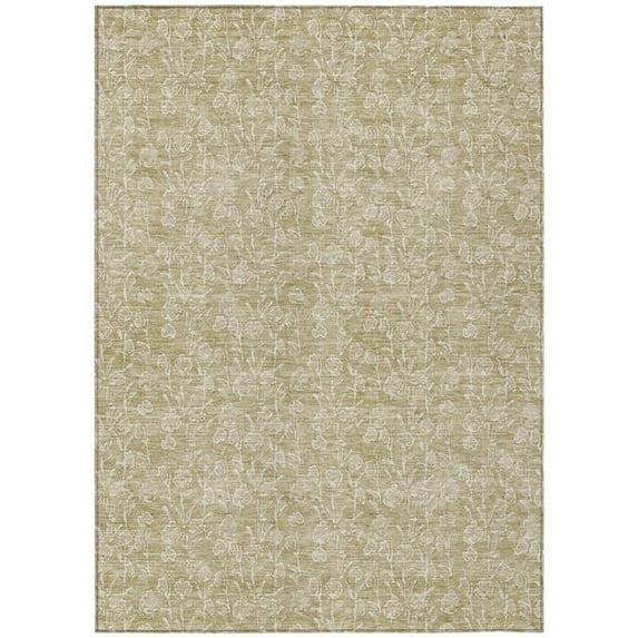 HomeRoots 581846 3 x 5 ft. Floral Washable Indoor & Outdoor Rectangle Area Rug, Beige & Ivory