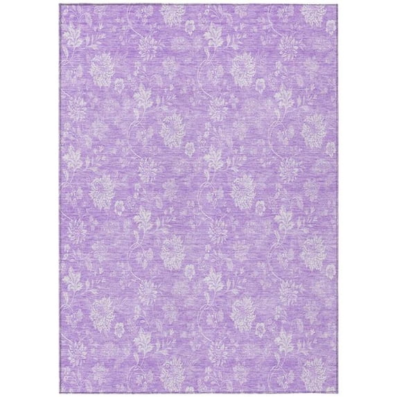 HomeRoots 581431 3 x 5 ft. Floral Washable Indoor & Outdoor Rectangle Area Rug, Lavender & Lilac