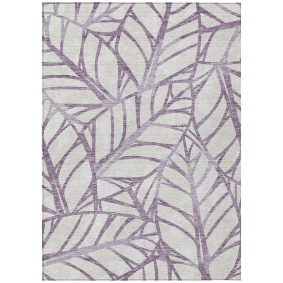 HomeRoots 584236 3 x 5 ft. Floral Washable Indoor & Outdoor Rectangle Area Rug, Purple, Lavender & Beige