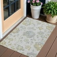 thumbnail image 1 of 3' X 5' Silver Gray And Gold Floral Washable Indoor Outdoor Area Rug, 1 of 5