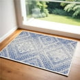 thumbnail image 1 of HomeRoots 553082 3 x 5 ft. Geometric Distressed Rectangle Area Rug, Blue & Ivory, 1 of 1