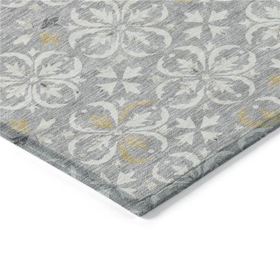 HomeRoots 595955 3 x 5 ft. Gray, Ivory & Brown Floral Washable Indoor & Outdoor Rectangle Area Rug