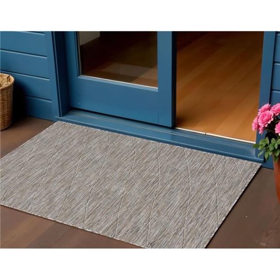 HomeRoots 552720 3 x 5 ft. Gray & Light Gray Geometric Indoor & Outdoor Rectangle Area Rug