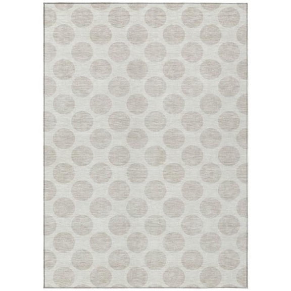 HomeRoots 595235 3 x 5 ft. Ivory & Gray Polka Dot Washable Indoor & Outdoor Rectangle Area Rug