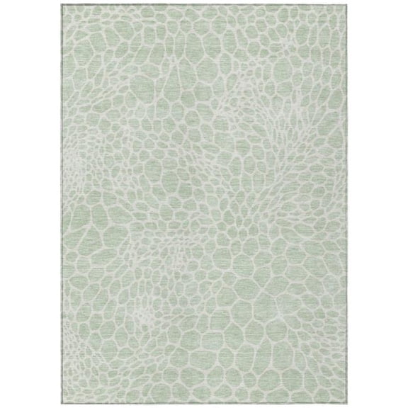 HomeRoots 595091 3 x 5 ft. Mint Green & Ivory Geometric Washable Indoor & Outdoor Rectangle Area Rug