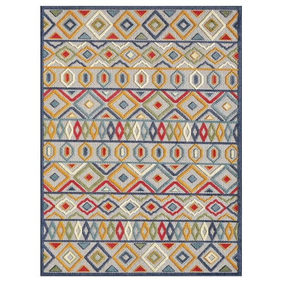 HomeRoots  3 x 5 ft. Multi Aztec Pattern Indoor or Outdoor Area Rug - Ivory