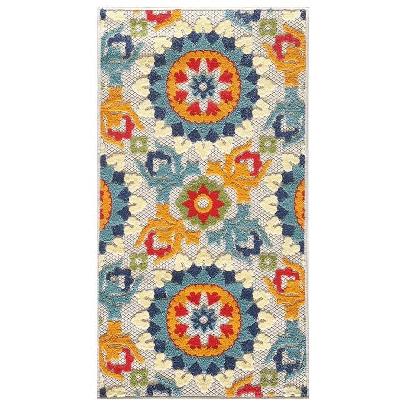 HomeRoots 3 x 5 ft. Orange Floral Lattice Indoor or Outdoor Area Rug ...