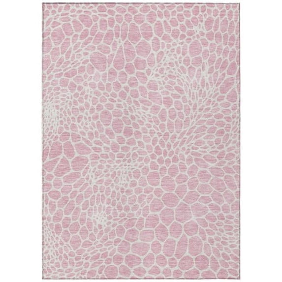 HomeRoots 595103 3 x 5 ft. Pink & Ivory Geometric Washable Indoor & Outdoor Rectangle Area Rug