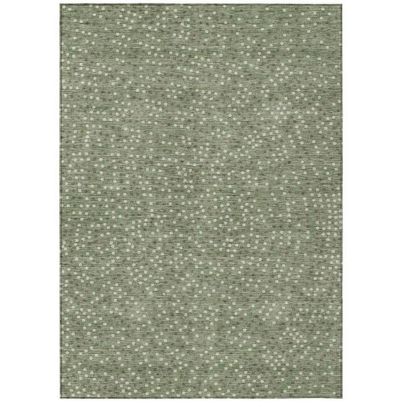 HomeRoots 599076 3 x 5 ft. Sage, Gray & Ivory Polka Dot Washable Indoor & Outdoor Rectangle Area Rug