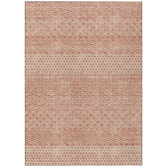 HomeRoots 612292 3 x 5 ft. Salmon & Ivory Chevron Washable Indoor & Outdoor Rectangle Area Rug