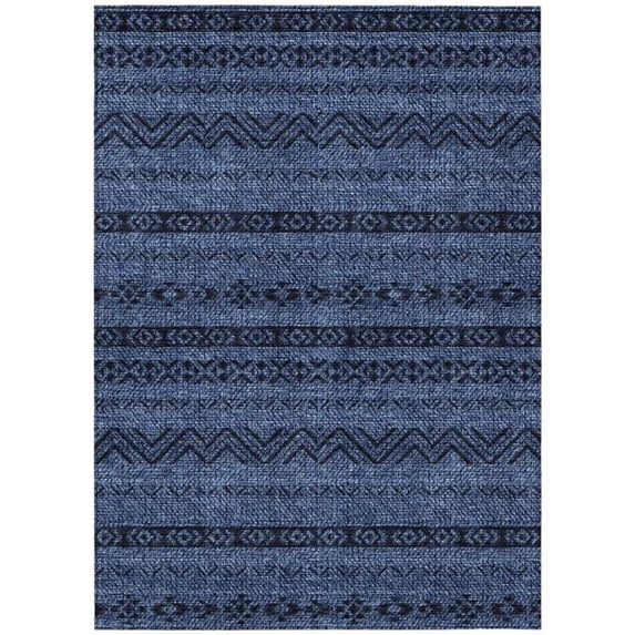 HomeRoots 587548 3 x 5 ft. Southwestern Washable Indoor & Outdoor Rectangle Area Rug, Navy Blue