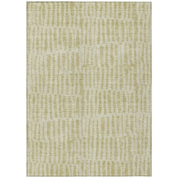 HomeRoots 581125 3 x 5 ft. Striped Washable Indoor & Outdoor Rectangle Area Rug, Beige & Tan