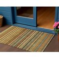 thumbnail image 1 of 3' X 5' Coral Gold And Green Striped Washable Indoor Outdoor Area Rug, 1 of 5