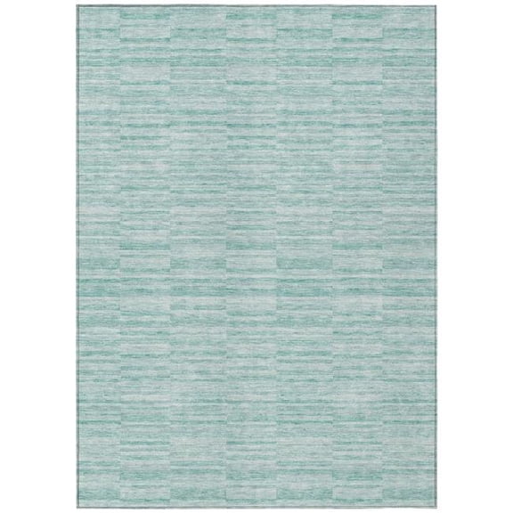 HomeRoots 587980 3 x 5 ft. Striped Washable Indoor & Outdoor Rectangle Area Rug, Turquoise, Teal Blue & Gray