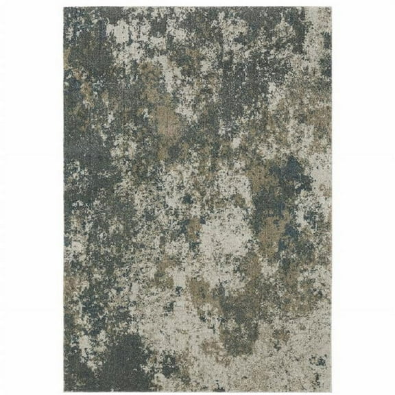 HomeRoots  3 x 5 ft. Teal Gray Tan & Beige Abstract Power Loom Stain Resistant Rectangle Area Rug - Teal Gray Tan and Beige - 3 x 5 ft.
