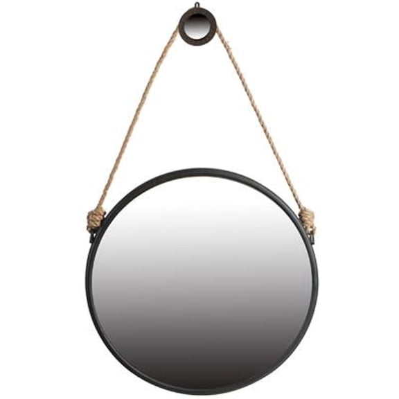 Bed Bath & Beyond 30" Black Fame Round Wall Hanging Accent Mirror with Rope