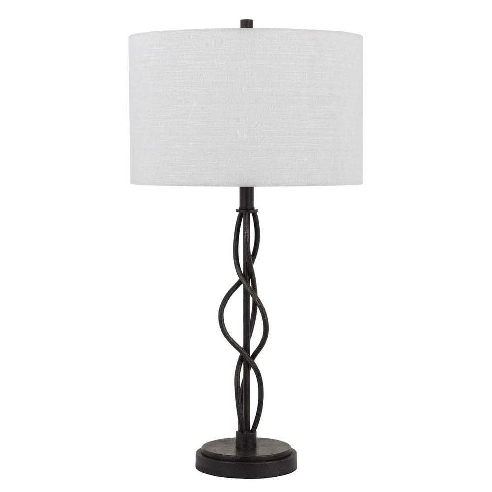 HomeRoots 30" Bronze Metal Table Lamp With Off White Drum Shade