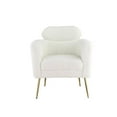 thumbnail image 1 of 30" White Wool And Brown Barrel Chair, 1 of 7