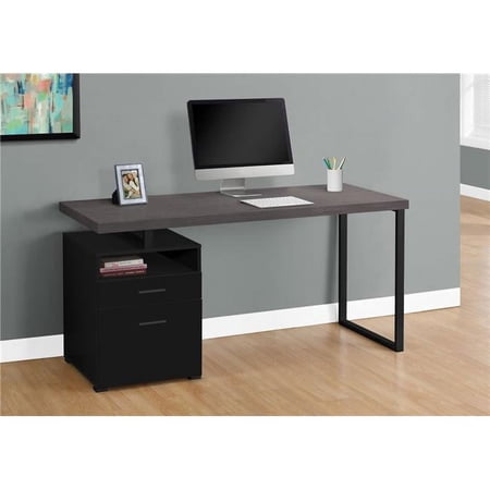 HomeRoots 30 in. Black Particle Board & Grey Metal Computer Desk
