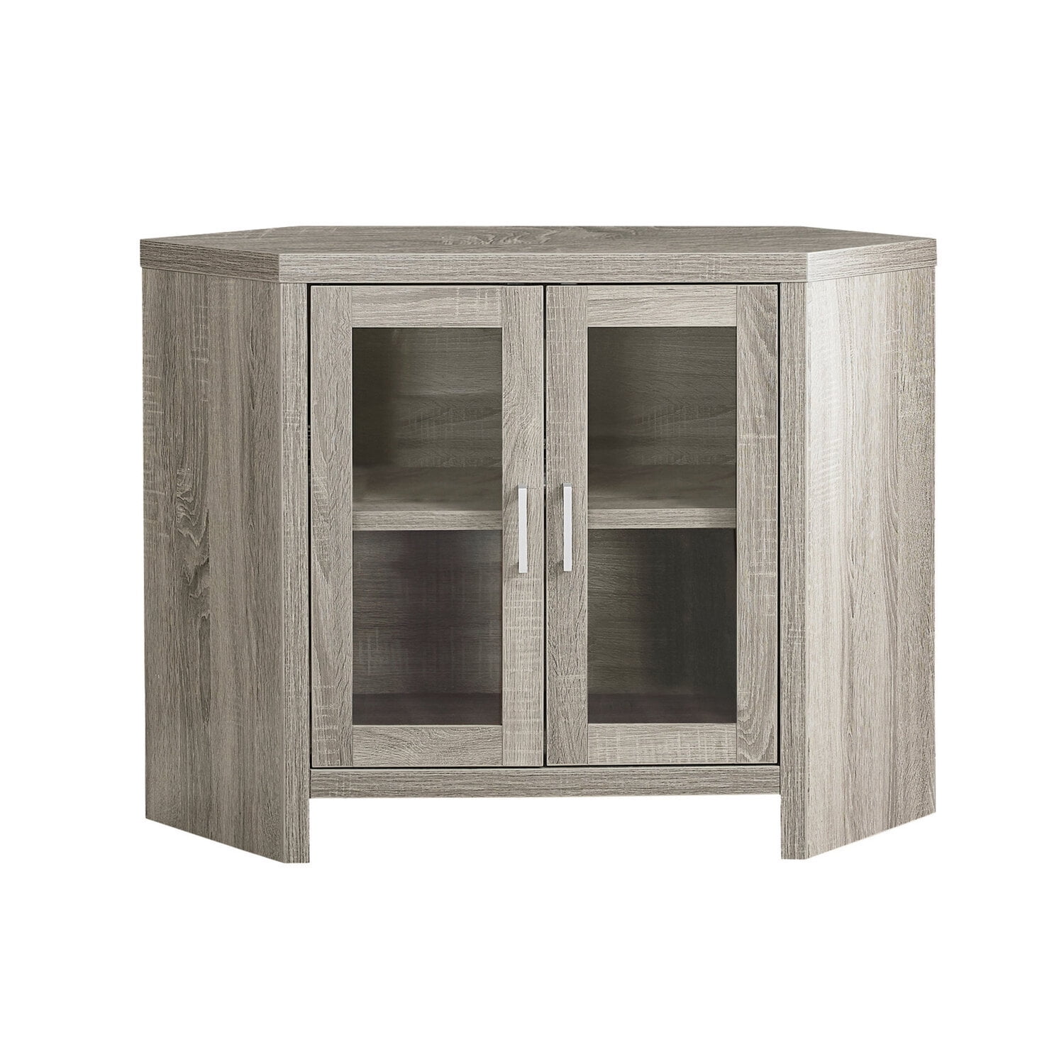 Contemporary 42" Gray Particle Board & Glass TV Stand with Cabinet