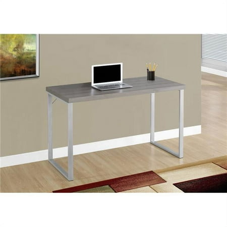 HomeRoots 30 in. Dark Taupe Particle Board & Silver Metal Computer Desk
