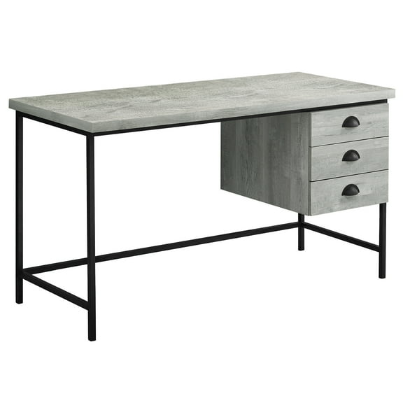 HomeRoots 333551 30 in. Grey Particle Board & Black Metal Computer Desk with a Hollow Core