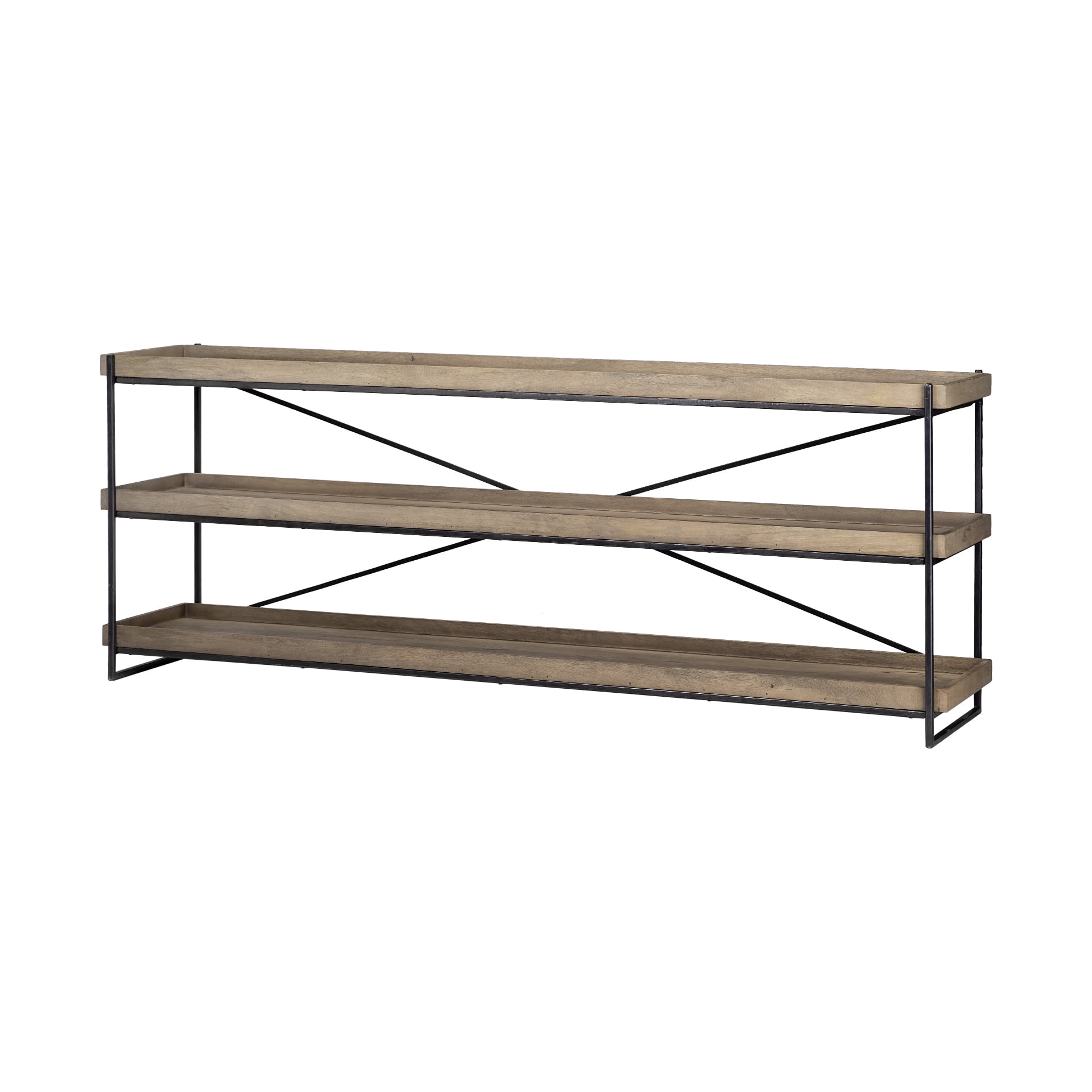 Light Brown Mango Wood Finish Console Table With Matte Black Iron Frame Light Brown Mango Wood Finish Console Table With Matte Black Iron Frame