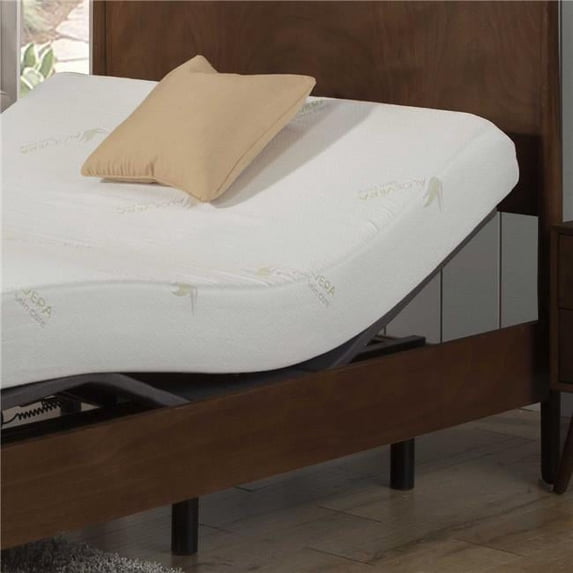 HomeRoots 303536 24 x 60 x 80 in. Queen Size Memory Foam Mattress Covered in a Soft Luxurious Aloe Vera Fabric with Deluxe Power Adjustable Bed Base