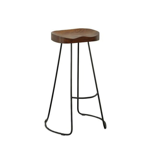 HomeRoots 516201 31 in. Steel Backless Bar Height Bar Chairs with Footrest, Chestnut & Black - Set of 2