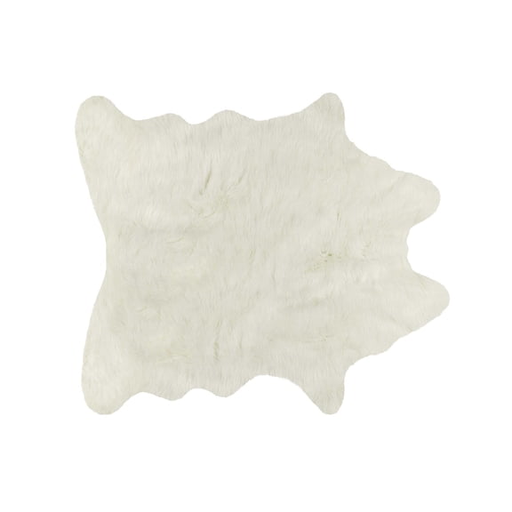 5.25" X 7.5" Off White Faux Hide Area Rug