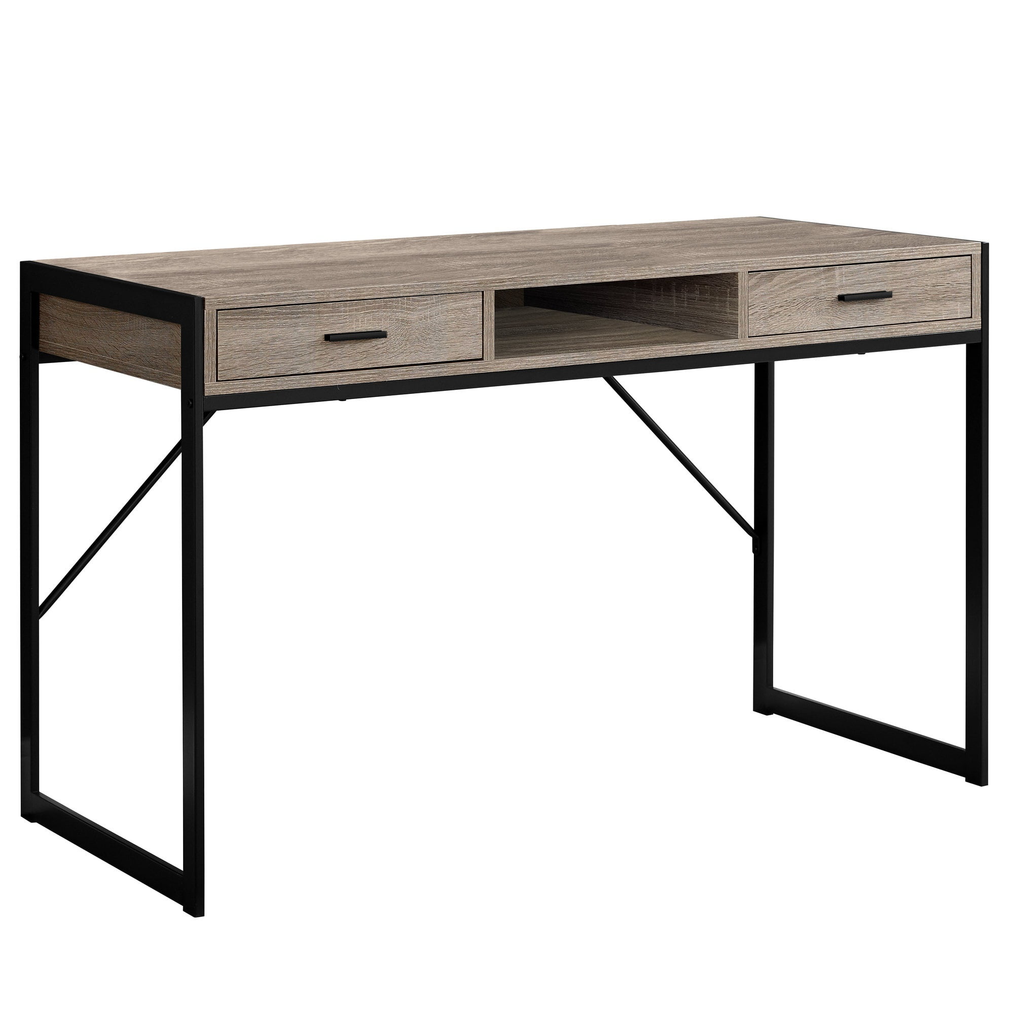 Dark Taupe and Black Metal Computer Desk with MDF Top