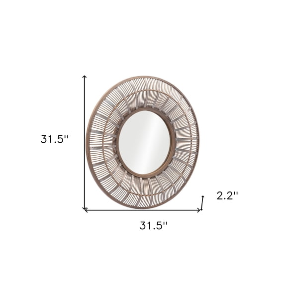 32" Brown Round Accent Mirror